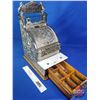 Image 9 : Candy Store Cash Register "NATIONAL" : Nickel Plated : Marble Ledge : Removable Wood Frame Base : Wo