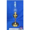 Image 1 : Coal Oil Lamp : Brass Base/Font  (Measures Total with Chimney : 23-3/4"H) (Notes: Missing Font Cap /