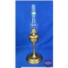 Image 4 : Coal Oil Lamp : Brass Base/Font  (Measures Total with Chimney : 23-3/4"H) (Notes: Missing Font Cap /