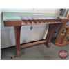 Image 1 : Bank Deposit Slip Counter : Glass Top : 10 Slot : Wood Trestle Base  (43"H x 60"W x 19-1/4"D) (SEE P