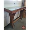 Image 2 : Bank Deposit Slip Counter : Glass Top : 10 Slot : Wood Trestle Base  (43"H x 60"W x 19-1/4"D) (SEE P