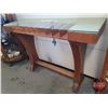 Image 3 : Bank Deposit Slip Counter : Glass Top : 10 Slot : Wood Trestle Base  (43"H x 60"W x 19-1/4"D) (SEE P