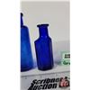 Image 7 : Cobalt Blue Bottles (Embossed) (4) : Variety (Tallest Measures: 5"H) (SEE PICS!)  (Important: All It