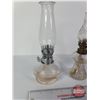 Image 2 : Coal Oil Lamps (3): Mid Size : Clear  (Tallest Pair Measures: 8"H) (SEE PICS!)  (Important: All Item