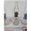 Image 3 : Coal Oil Lamps (3): Mid Size : Clear  (Tallest Pair Measures: 8"H) (SEE PICS!)  (Important: All Item