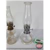 Image 4 : Coal Oil Lamps (3): Mid Size : Clear  (Tallest Pair Measures: 8"H) (SEE PICS!)  (Important: All Item
