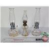 Image 6 : Coal Oil Lamps (3): Mid Size : Clear  (Tallest Pair Measures: 8"H) (SEE PICS!)  (Important: All Item