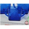 Image 2 : Cobalt Blue "Chevron" Glassware :  - (3) Creamers (All 4"H) - (1) Sugar (SEE PICS!)  (Important: All