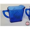 Image 4 : Cobalt Blue "Chevron" Glassware :  - (3) Creamers (All 4"H) - (1) Sugar (SEE PICS!)  (Important: All