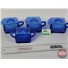 Image 8 : Cobalt Blue "Chevron" Glassware :  - (3) Creamers (All 4"H) - (1) Sugar (SEE PICS!)  (Important: All
