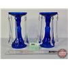Image 2 : Cobalt Blue Mantle Luster Candle Holders : Tear Drop Prisms (Both 8"H) (SEE PICS!)  (Important: All 