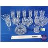 Image 1 : Pinwheel Crystal Collection (13 Items) : Footed Bowls, Covered Butter Dish, Pitchers, Drinking Glass
