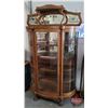 Image 2 : Oak Lions Paw Triple Curve China Cabinet : Bevel Mirror (Notes: Door & Left Panel = Quality Lexan : 