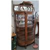 Image 5 : Oak Lions Paw Triple Curve China Cabinet : Bevel Mirror (Notes: Door & Left Panel = Quality Lexan : 