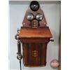 Image 1 : JYDSK Denmark Wall Telephone : Wood/Tin : c.1900 (28"H x 12"W x 10"D) (SEE PICS!)  (Important: All I