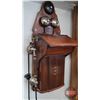 Image 2 : JYDSK Denmark Wall Telephone : Wood/Tin : c.1900 (28"H x 12"W x 10"D) (SEE PICS!)  (Important: All I