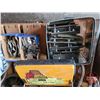 Image 5 : Pallet Lot - Collector Combo/Grouping - Rustic: Log Holder, Wrenches, Pullies, Meat Grinder, Pipe Th