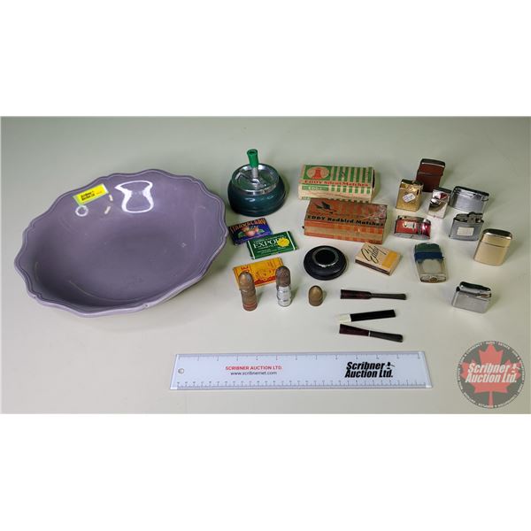 Smokers Collector Combo : Lighters (Incl. Zippo, Bullet, etc), Portable Ashtray, Spinner Ashtray, Ci