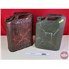 Image 1 : Military Jerry Cans (2): - Green (Stamped "1977")  - Red  (Both : 18-1/2"H x 14"W x 6-1/2"D) (SEE PI