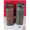 Image 3 : Military Jerry Cans (2): - Green (Stamped "1977")  - Red  (Both : 18-1/2"H x 14"W x 6-1/2"D) (SEE PI