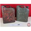 Image 4 : Military Jerry Cans (2): - Green (Stamped "1977")  - Red  (Both : 18-1/2"H x 14"W x 6-1/2"D) (SEE PI