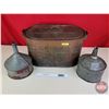 Image 2 : Grouping : Copper Boiler & 2 Galvanized Funnels (Boiler Measures: 14-1/2"H x 25"W x 13"D) (SEE PICS!