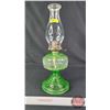 Image 3 : Coal Oil Lamp : Green Depression-Uranium Glass Base/Font : Queen Mary Burner (Measures Total with Ch