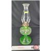 Image 6 : Coal Oil Lamp : Green Depression-Uranium Glass Base/Font : Queen Mary Burner (Measures Total with Ch