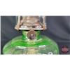 Image 8 : Coal Oil Lamp : Green Depression-Uranium Glass Base/Font : Queen Mary Burner (Measures Total with Ch