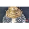 Image 7 : Coal Oil Lamp : Clear Font : Tin Base : P & A Burner (Measures Total with Chimney : 18"H) (SEE PICS!