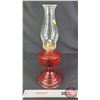 Image 3 : Coal Oil Lamp : Red : P & A Burner (Measures Total with Chimney : 18-1/2"H) (SEE PICS!)  (Important: