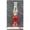 Image 4 : Coal Oil Lamp : Red : P & A Burner (Measures Total with Chimney : 18-1/2"H) (SEE PICS!)  (Important: