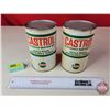 Image 1 : OIL CANS (2) CASTROL 2-Stroke Motor Oil (Cardboard) (6-1/2"H x 4"Dia) (SEE PICS!)  (Important: All I