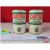 Image 2 : OIL CANS (2) CASTROL 2-Stroke Motor Oil (Cardboard) (6-1/2"H x 4"Dia) (SEE PICS!)  (Important: All I