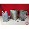 Image 3 : Collector Combo (3) : Galvanized Well Bucket & Square Tin & Galvanized Jug w/Spout (Well Bucket Meas