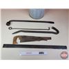 Image 2 : Tool Grouping with Décor Cream Can : Incl. Tire Iron, Crow Bar, Saw, etc! (Cream Can 20"H) (SEE PICS