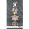 Image 5 : Coal Oil Lamp : Clear : White Star Burner (Measures Total with Chimney : 17-1/4 "H) (Note: Crack Fon
