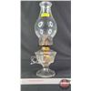 Image 1 : Coal Oil Finger Lamp : Clear : Pedestal : Nu-Style Burner (Measures Total with Chimney : 15-1/2 "H) 