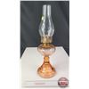 Image 5 : Coal Oil Lamp : Pink Font/Base : White Star Burner (Measures Total with Chimney : 18-1/2"H) (SEE PIC