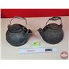 Image 1 : Cast Iron Kettles (2) :  (one stamped "WAGNER'S") (Both Measure : 6"H) (SEE PICS!)  (Important: All 