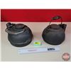 Image 4 : Cast Iron Kettles (2) :  (one stamped "WAGNER'S") (Both Measure : 6"H) (SEE PICS!)  (Important: All 