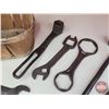 Image 3 : Vintage Tool Grouping in Apple Basket : Incl. Wagon Hub Wrenches; Box End Wrenches; etc! (SEE PICS!)