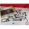 Image 1 : Vintage Tool Grouping in Table Grapes Wood Crate : Incl. Large Rivet; Quick Wrenches; Pliers; Chisel