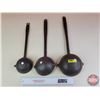 Image 1 : Cast Iron Ladles (3) (Longest Measures: 21"L) (SEE PICS!)  (Important: All Items in this Auction Sal