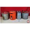 Image 1 : Grouping (4) : Galvanized Pails & Water Cooler  (Orange Water Cooler Measures: 13"H) (SEE PICS!)  (I