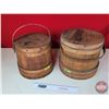 Image 1 : Wood Farmhouse Buckets (2)  (Tallest 11"H) (SEE PICS!)  (Important: All Items in this Auction Sale a