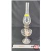 Image 2 : Coal Oil Lamp : Clear Font : Tin Pedestal Base (Measures Total with Chimney : 19"H) (SEE PICS!)  (Im