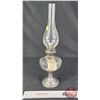 Image 5 : Coal Oil Lamp : Clear Font : Tin Pedestal Base (Measures Total with Chimney : 19"H) (SEE PICS!)  (Im