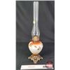 Image 5 : Coal Oil Lamp : Floral/Milk Font : Footed Cast Base (Measures Total with Chimney : 24"H) (SEE PICS!)