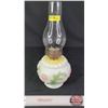 Image 2 : Coal Oil Lamp : Floral/White Base-Font: P&A Burner (Measures Total with Chimney : 16"H) (SEE PICS!) 